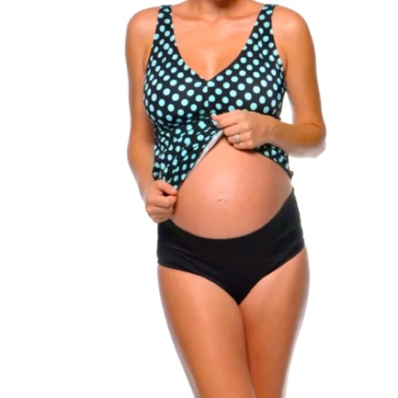 NWT Prego Maternity Polka Dot Tankini Swimsuit Set - Picture 4 of 13